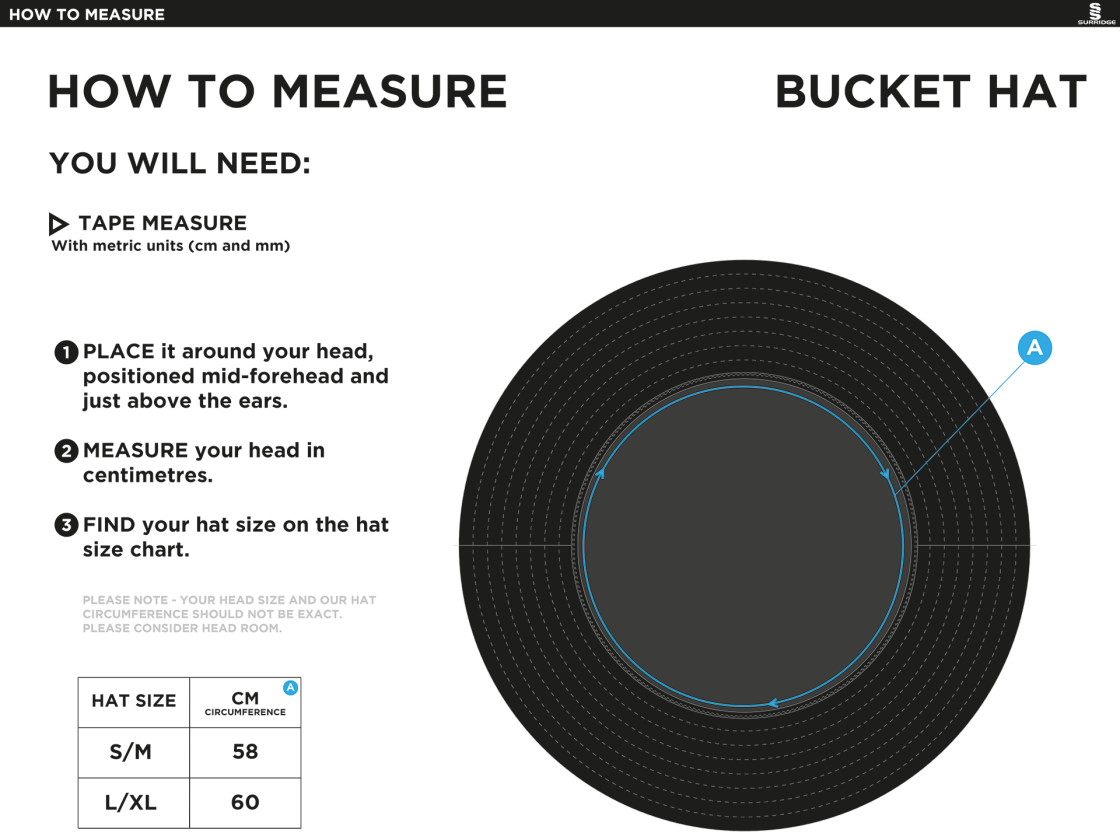 WINSFORD CC Dual Bucket Hat - Red - Size Guide